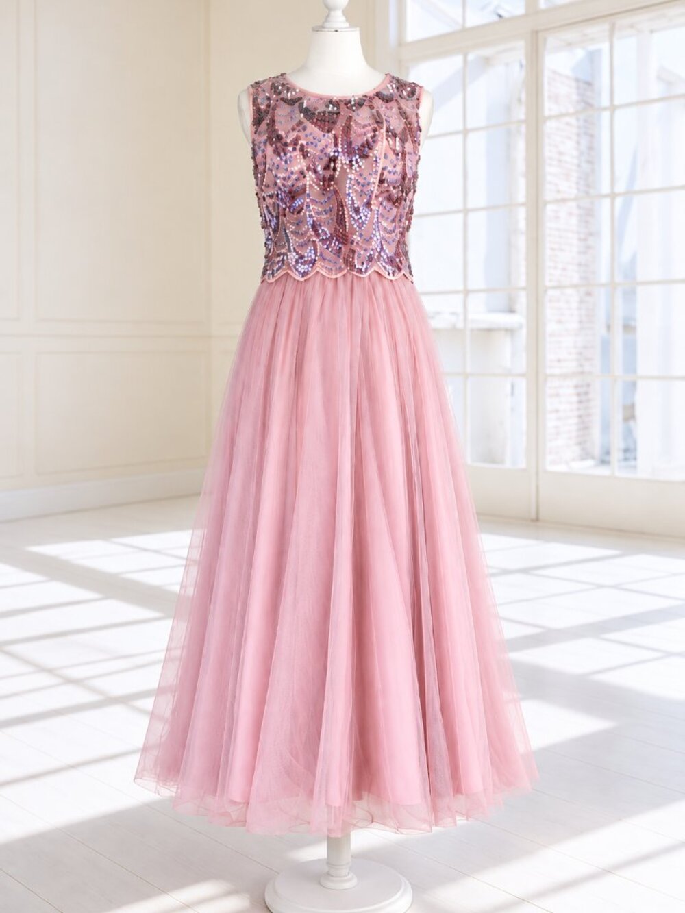 Blue B Collection Dusty Pink Sequin Popover Mesh Midi Dress – SM NWT Sample Card